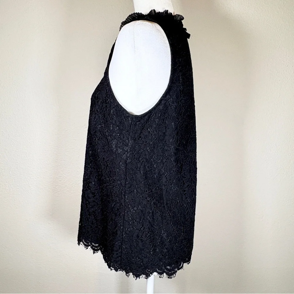 J. Crew Black Lace Keyhole Blouse
